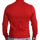 Elegant Red Full Zip Sweater with DG Motor Club Motif