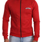 Elegant Red Full Zip Sweater with DG Motor Club Motif