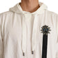 Exquisite Off-White Cotton Hooded Sweater