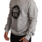 Regal Crown Cotton Sweater - Sophisticated Gray