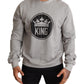 Regal Crown Cotton Sweater - Sophisticated Gray