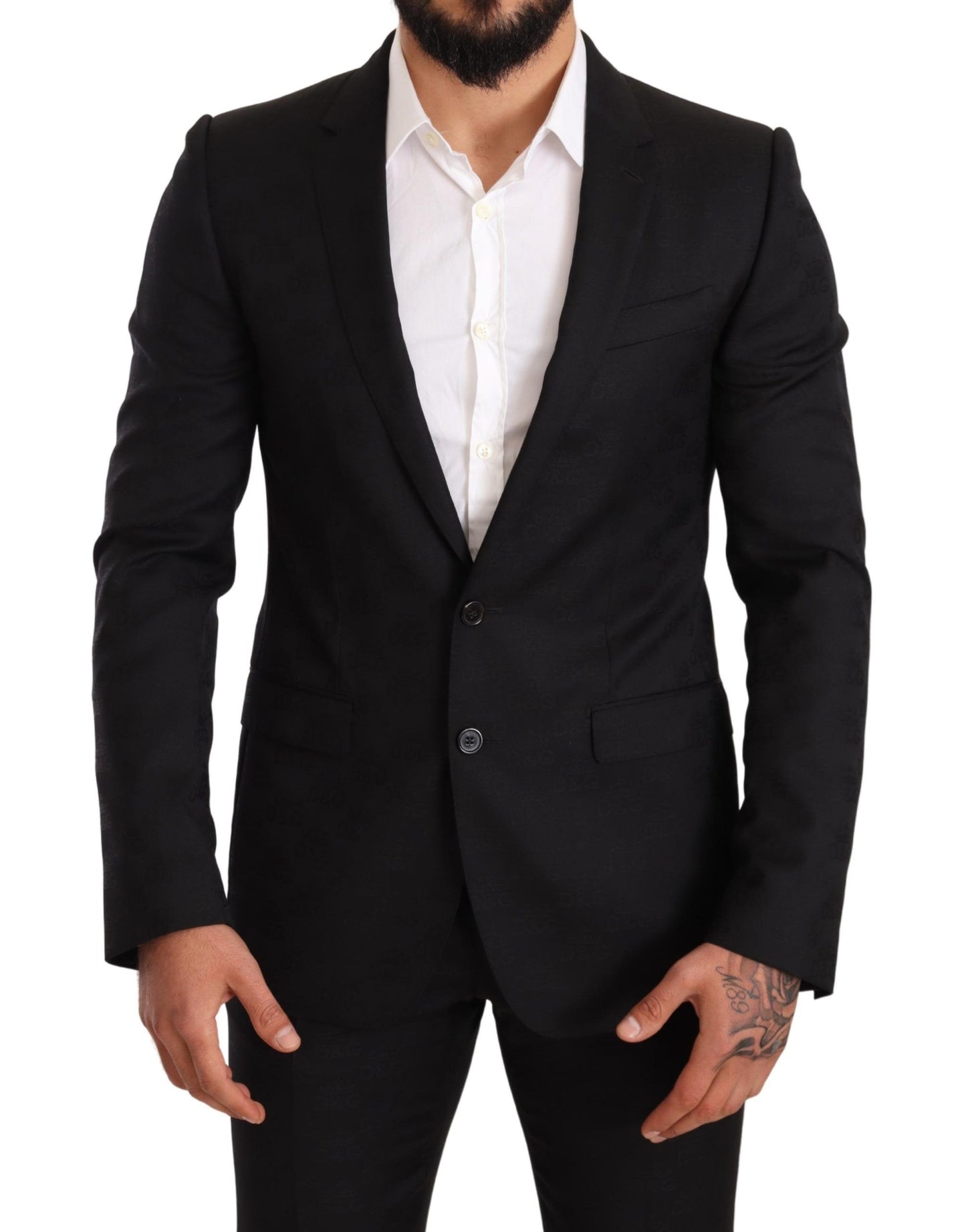 Elegant Martini Black Wool Suit