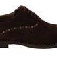 Elegant Brown Suede Studded Derby Shoes