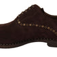 Elegant Brown Suede Studded Derby Shoes