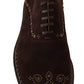 Elegant Brown Suede Studded Derby Shoes