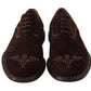 Elegant Brown Suede Studded Derby Shoes