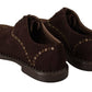 Elegant Brown Suede Studded Derby Shoes