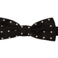 Elegant Black Polka Dot Silk Bow Tie