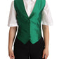 Elegant Green Silk Blend Waistcoat