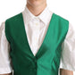 Elegant Green Silk Blend Waistcoat