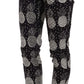 Chic Black Pineapple Print Skinny Capri Pants