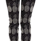 Chic Black Pineapple Print Skinny Capri Pants