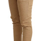 Beige Mid Waist Slim Fit Skinny Pants