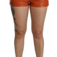 Chic Orange Leather High Waist Hot Pants