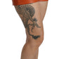 Chic Orange Leather High Waist Hot Pants