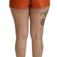 Chic Orange Leather High Waist Hot Pants