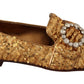 Elegant Gold Sequin Crystal Flats