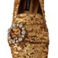 Elegant Gold Sequin Crystal Flats