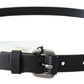 Elegant Black Leather Adjustable Belt