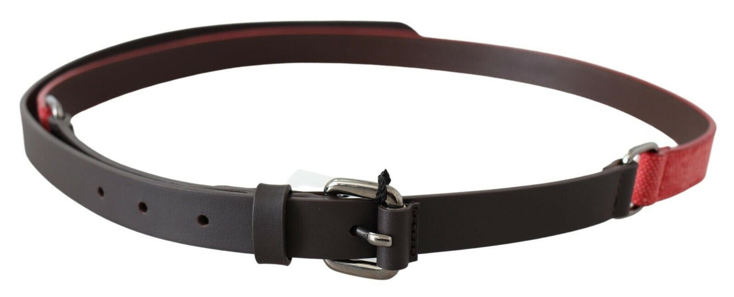 Elegant Red Brown Leather Fashion Belt