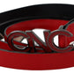 Chic Red Leather Waist Belt with Black-Tone Buckle