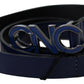 Sleek Dark Blue Leather Fashion Belt