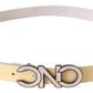 Chic Beige Logo Leather Belt