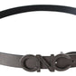 Metallic Gray Italian Leather Fashion Belt