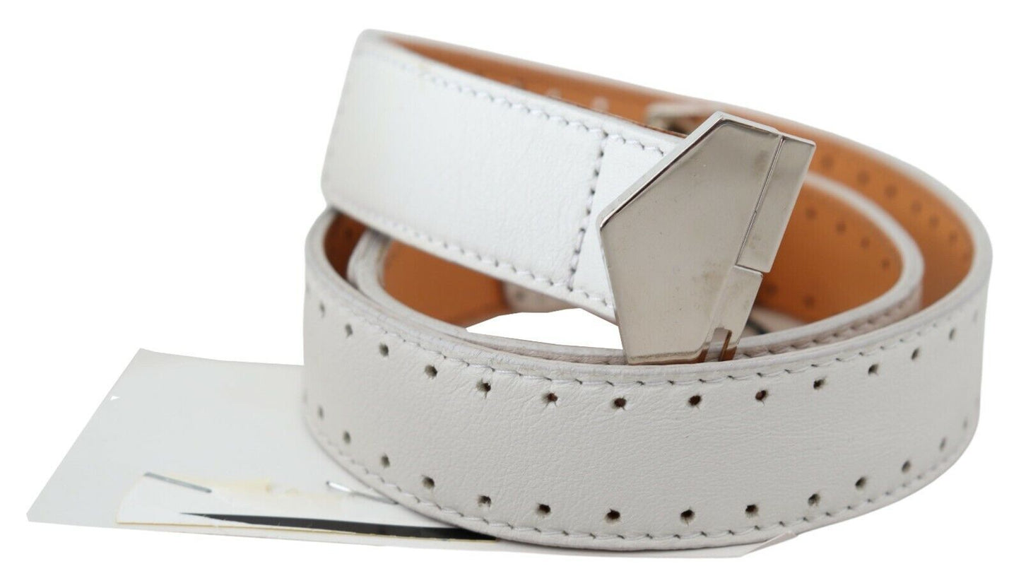 Elegant White Leather Fashion Belt