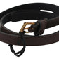 Elegant Brown Leather Fashion Belt with Gold-Tone Buckle