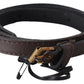 Elegant Brown Leather Fashion Belt with Gold-Tone Buckle