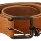 Elegant Light Brown Fashion Belt with Black-Tone Buckle