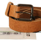 Elegant Light Brown Fashion Belt with Black-Tone Buckle