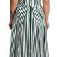 Chic Sleeveless A-Line Dress in White & Green