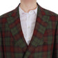 Elegant Checkered Double-Breasted Wool Blazer