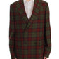 Elegant Checkered Double-Breasted Wool Blazer