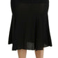 Chic High Waist Black Silk Blend Skirt