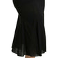 Chic High Waist Black Silk Blend Skirt