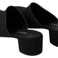 Chic Black Grosgrain Slide Sandals