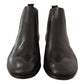 Elegant Black Leather Lizard Skin Derby Boots