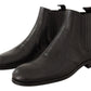 Elegant Black Leather Lizard Skin Derby Boots