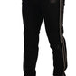 Heraldic Embroidered Slim Fit Black Jeans