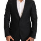 Sleek Black Virgin Wool Martini Suit