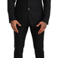 Sleek Black Virgin Wool Martini Suit