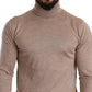 Beige Turtleneck Cashmere-Silk Blend Sweater