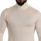 Ivory Cashmere-Silk Blend Turtleneck Sweater