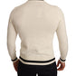 Elegant Snow-White Heraldic Cashmere Sweater