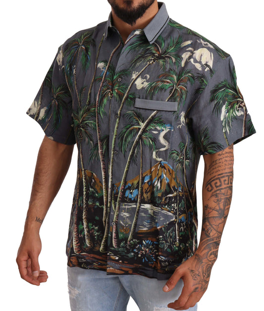 Tropical Elegance Linen Silk Men's Shirt