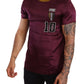 Elegant Purple Silk Short Sleeve T-Shirt