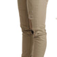 Beige Cotton Slim Fit Chic Jeans